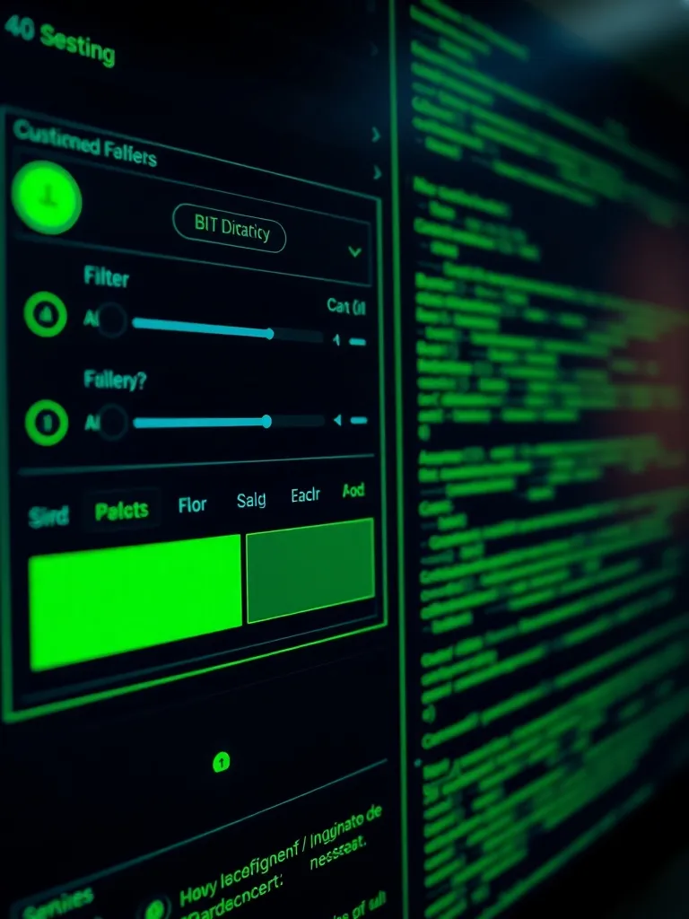 A high-tech digital interface showing complex filter setting